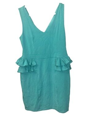 Forever 21 Teal Ruffle Peplum Dress - V-Back Zip Plus Size